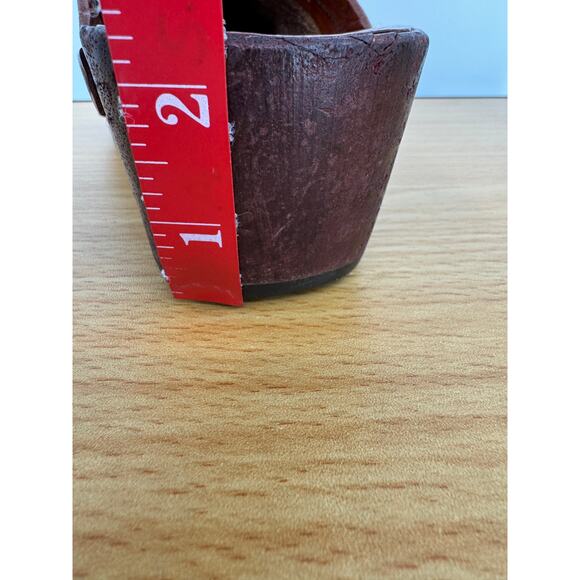 VTG 70's Nordstrom clogs 9.5 platform leather and wood slip on shoes boho hippie - Picture 13 of 14